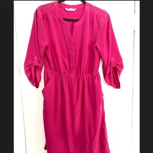 Long sleeve mid length dress in hot pink size M!